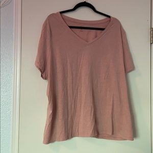 Pink/Dusty Rose Dip v neck shirt